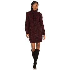 Faren Cable Knit Jumper Dress in Wine