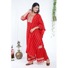 Women's Red Color Sarara Set with Dupatta