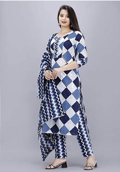 Women's blue color printed ...
