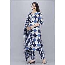 Women's blue color printed dupatta set