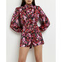 Black floral high cowl neck belted playsuit