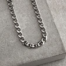 Sterling Silver 6.9mm Diamond Cut Marina Chain Necklace Heavy