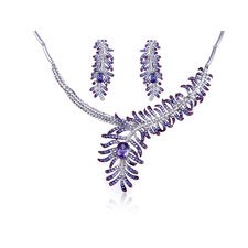 Swarovski Crystal Elements Amethyst Enchant Peacock Feather Necklace Earring Set [6N0734] - $108.99 : Alilang, Fashion Costume Jewelry & Accessories Store
