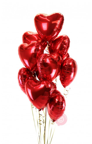 Inflated A Dozen Red Hearts...