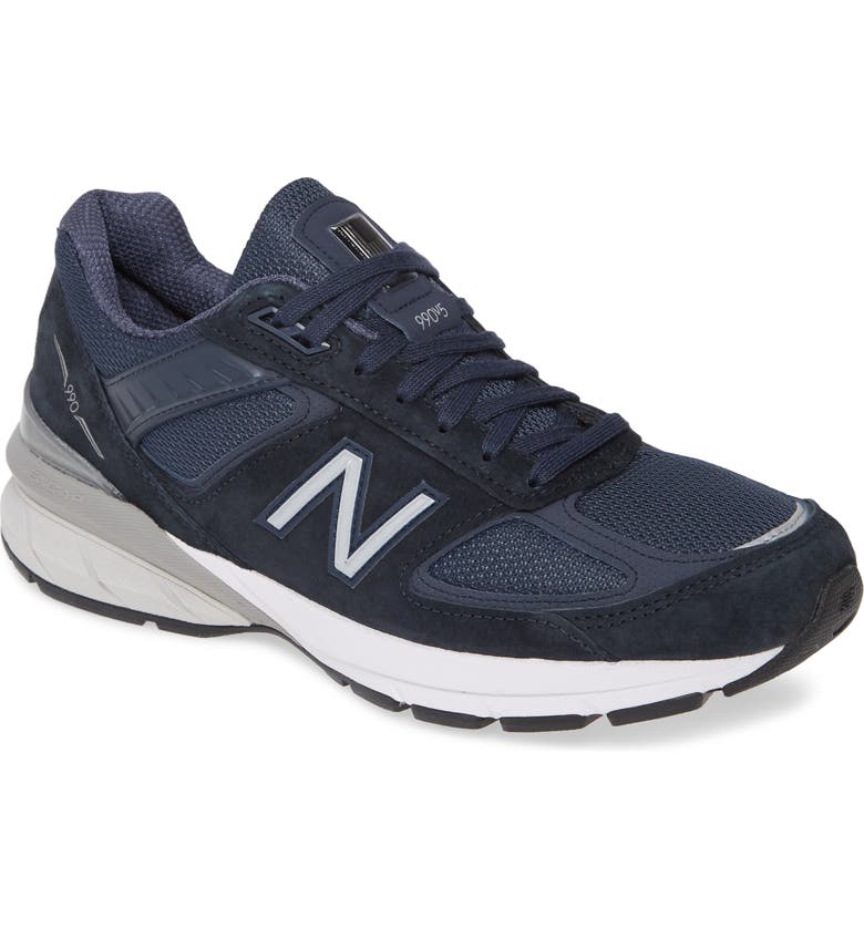 NEW BALANCE 990v5 Made in US Running Shoe, Main, color, NAVY/ SILVER SUEDE