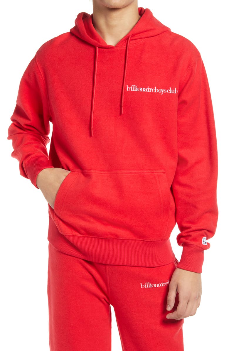 BILLIONAIRE BOYS CLUB Calm Embroidered Logo Hoodie, Main, color, LOLLIPOP RED