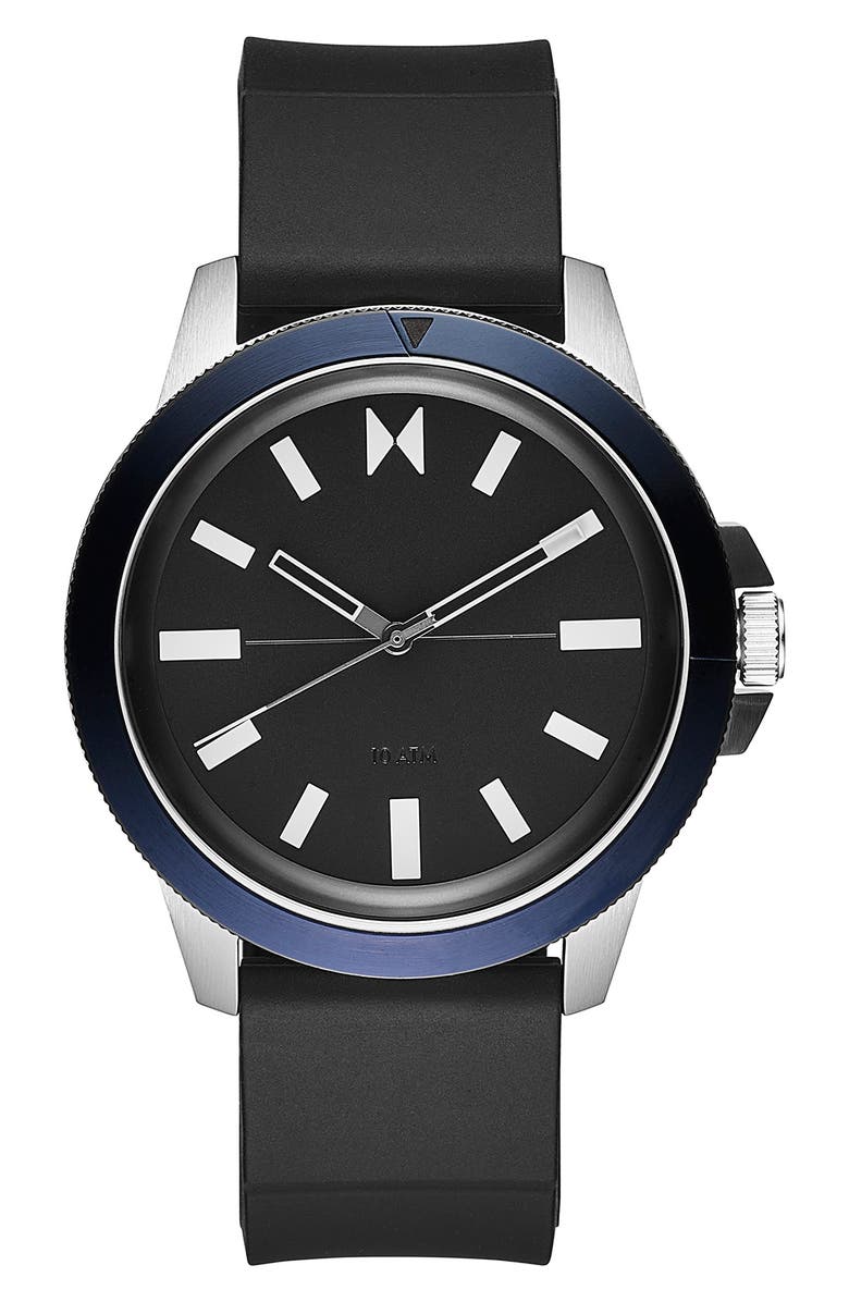 MVMT Minimal Sport Silicone Strap Watch, 45mm, Main, color, BLACK