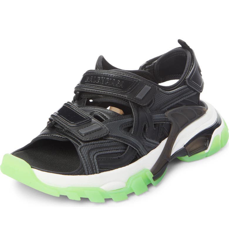 BALENCIAGA Track Sandal, Main, color, BLACK/ WHITE/ FLUO GREEN