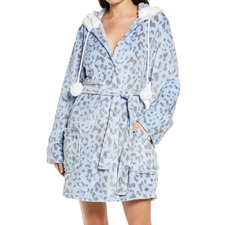 PJ SALVAGE Plush Velour Robe, Main, color, ICE BLUE