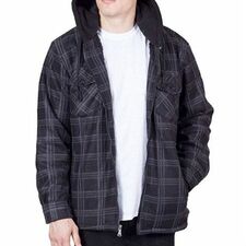 WholesaleÂ Black &amp; Grey Checked Hooded Flannel Jackets