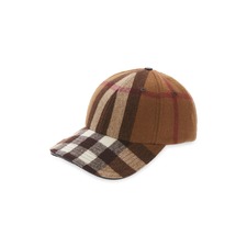 BURBERRY Check Wool Baseball Cap, Main, color, DARK BIRCH BROWN