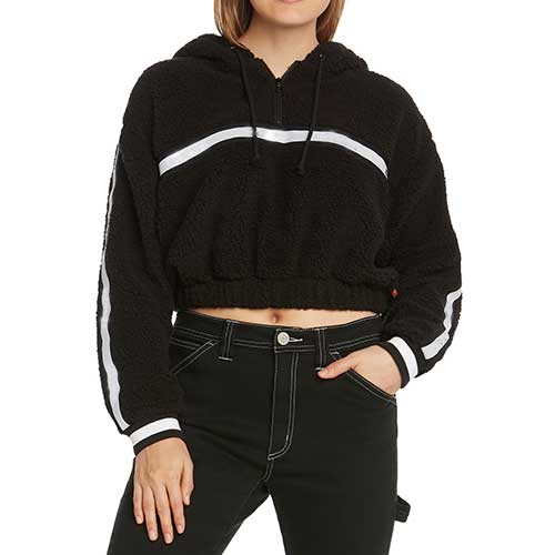 Womens black cropped hoodie