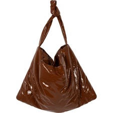 KASSL Medium Square Lacquered Leather Bag, Main, color, COGNAC