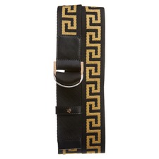 VERSACE Greek Key Web Belt, Main, color, BLACK
