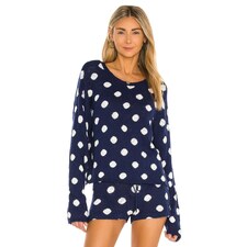 BEACH RIOT Beach Sweater in Navy Polka Dot | REVOLVE