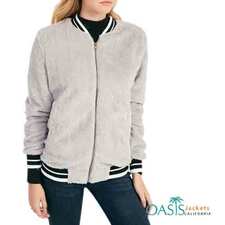 Grey and Black Simple Womens Bomber Jacket