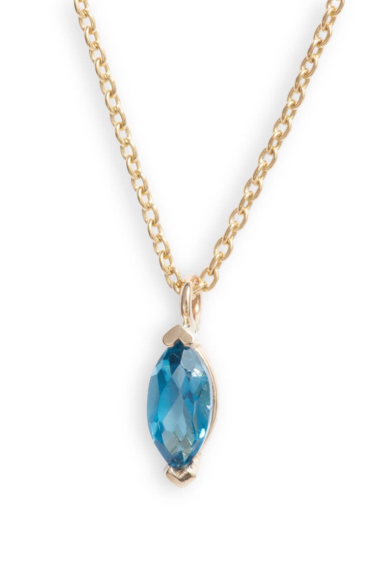 POPPY FINCH Marquise Blue Topaz Pendant Necklace, Main, color, 14KYG