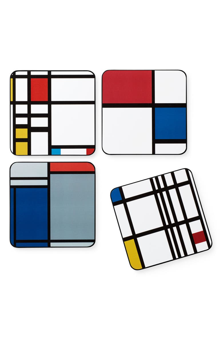 MOMA Design Store Mondrian Set of 4 Coasters, Main, color, MULTI