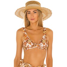 SENSI STUDIO Calado Boater Hat in Beige &amp; Cream | REVOLVE