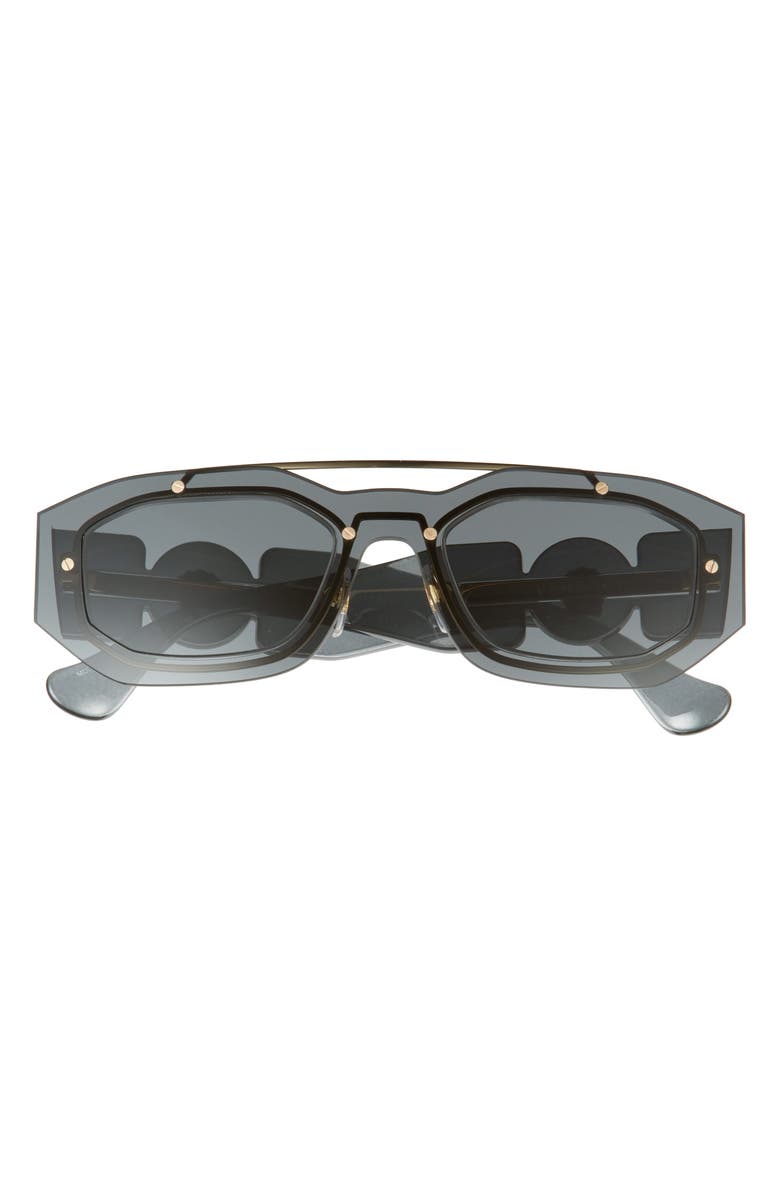 VERSACE 51mm Irregular Sunglasses, Main, color, TRANSPARENT DARK GREY