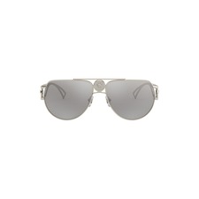 VERSACE 60mm Aviator Sunglasses, Main, color, PALE GOLD/ LIGHT GREY