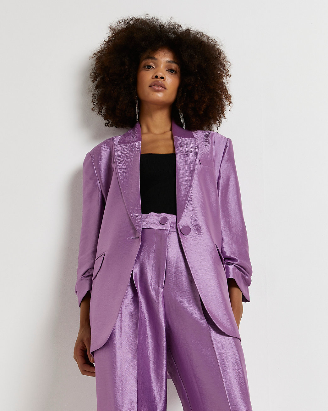 Purple metallic oversized blazer