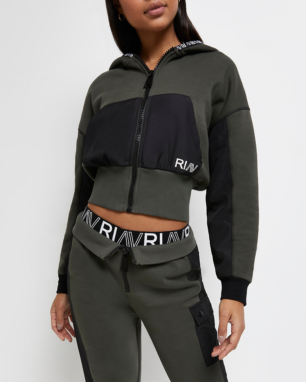 Active cropped zip up hoodie