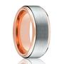Tungsten Wedding Band - Men and Women - Comfort Fit - Rose Gold &amp; Silver Brushed Beveled Edge - Tungsten Carbide Wedding Ring - 4mm - 6mm - 8mm - 10mm - AydinsJewelry