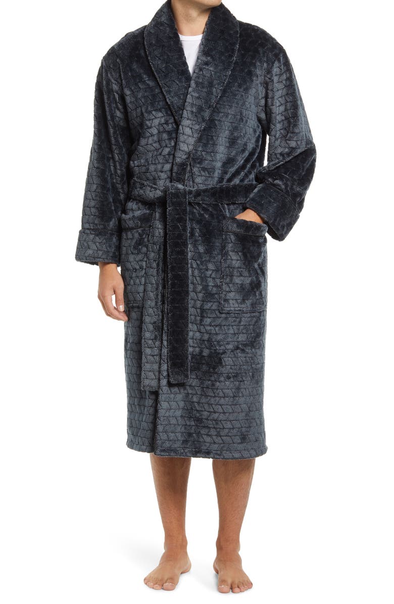 DANIEL BUCHLER Jacquard Plush Robe, Main, color, CHARCOAL