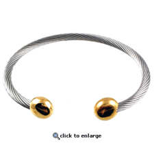All Stainless Steel 2 Tone Cable Magnetic Therapy Bracelet