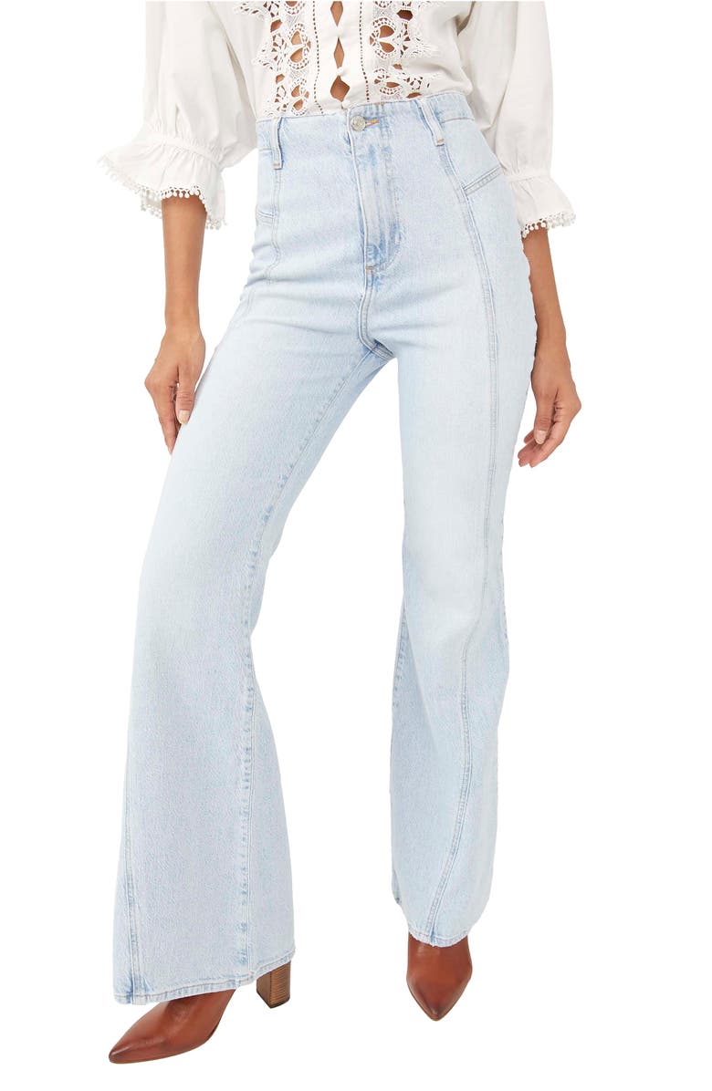 FREE PEOPLE Florence Flare High Waist Jeans, Main, color, LIGHT BLUE