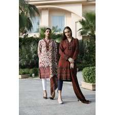 Buy KNITTED MINK YARN PRINTED KURTI WITH STOLL AND TROUSER Online in India