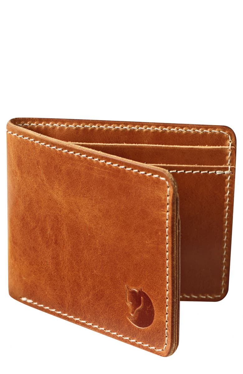 FJÄLLRÄVEN Ovik Leather Bifold Wallet, Main, color, LEATHER COGNAC