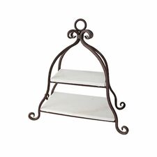 French Country 2 Tier Marble Cake Stand