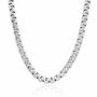 Sterling Silver 5.4mm Greek Box Pave Chain Necklace