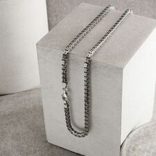 Sterling Silver 4mm Double Box Chain Necklace Diamond Cut