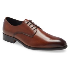Dax Plain Toe Derby, Main, color, BROWN LEATHER