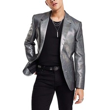 ASOS DESIGN Slim Shimmer Blazer, Main, color, GREY