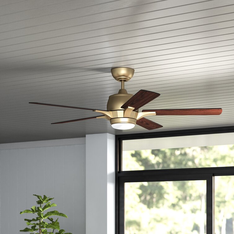 52'' Sason 5 - Blade LED Standard Ceiling Fan with Wall Control and Light Kit Included