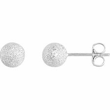 Sterling Silver 6MM Stardust Ball Earrings