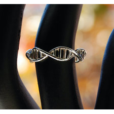 DNA Ring Science Silver Biology Infinity Helix Geekery Geek Fashion Chemist Biologist Molecule Big Bang Minimalist Genetics Human Cell