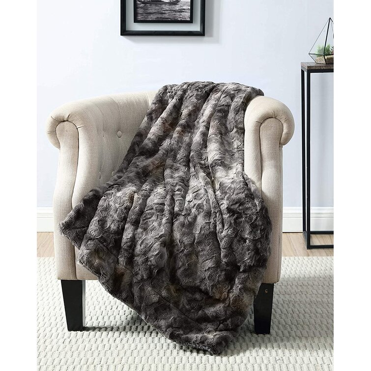 Soft Fuzzy Wolf Faux Fur Blanket