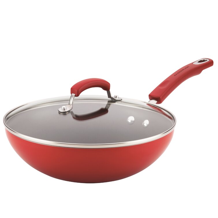 Rachael Ray Hard Enamel 11" Aluminum Non-Stick Frying Pan with Glass Lid