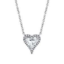 0.08Ct Diamond &amp; 1.10Ct White Topaz Heart Necklace