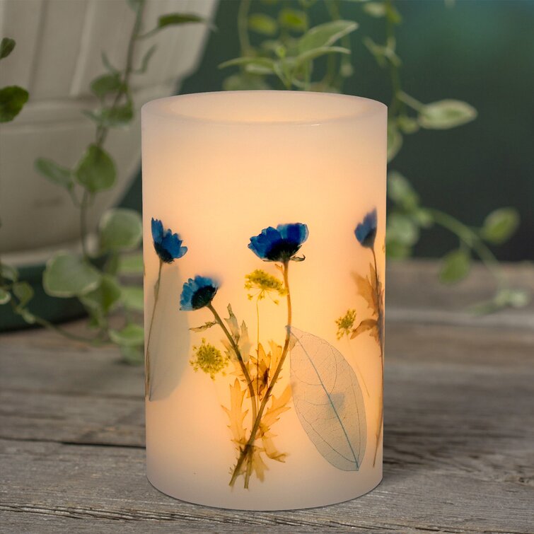 The Party Aisle™ Battery Operated Flameless Candle Blink With Timer, Pillar Real Wax , Lovely Led Night Light For Home Dating Decor Wedding (d4" X H6")