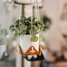 LEATHER PLANT HAMMOCK HANGING MACRAME PLANT HANGER!