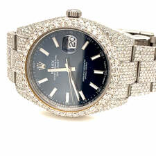 Rolex 126300 41mm Datejust Honeycomb setting 23 carats Blue dial