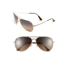 MAUI JIM Mavericks 61mm PolarizedPlus2® Aviator Sunglasses, Main, color, GOLD/ BRONZE