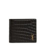 SAINT LAURENT East/West Croc Embossed Leather Bifold Wallet, Main, color, BLACK