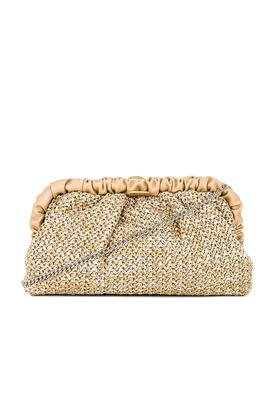 Amalia Pleated Woven Clutch in Natural 